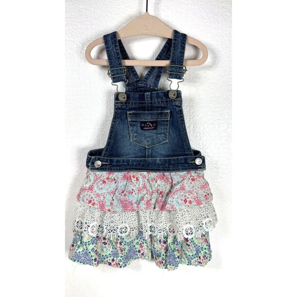 Jordache Other - Jordache Girls Denim Bib Top Ruffled Dress Toddler Size 3T